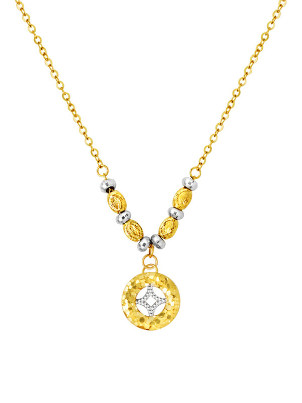 TOMEI Dual-Tone Coin Necklace, Yellow Gold 916