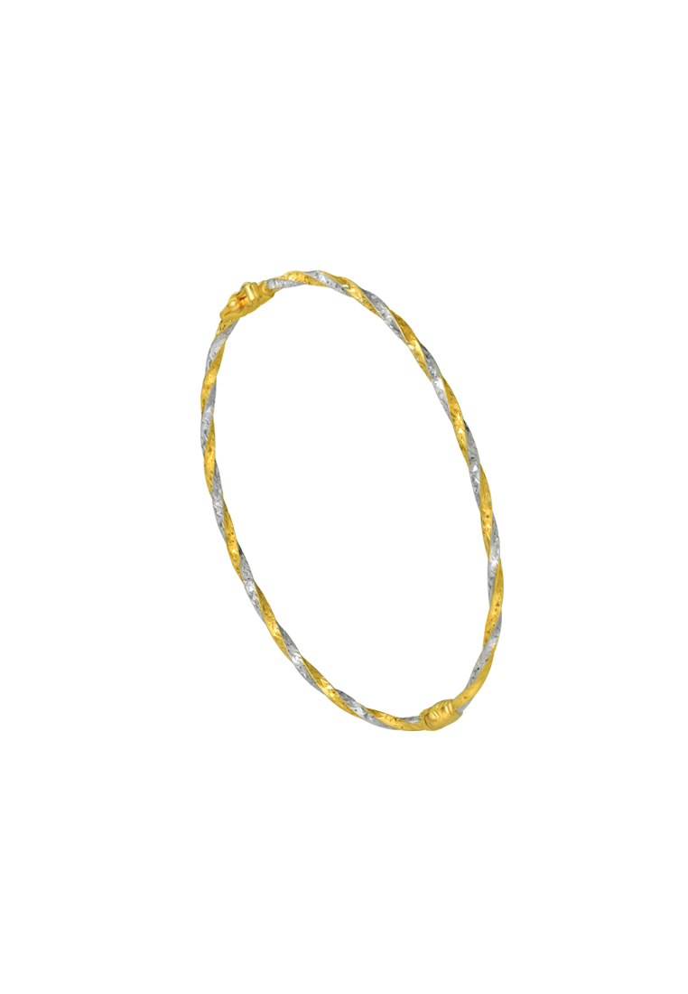 TOMEI Dual-Tone Bangle, Yellow Gold 916