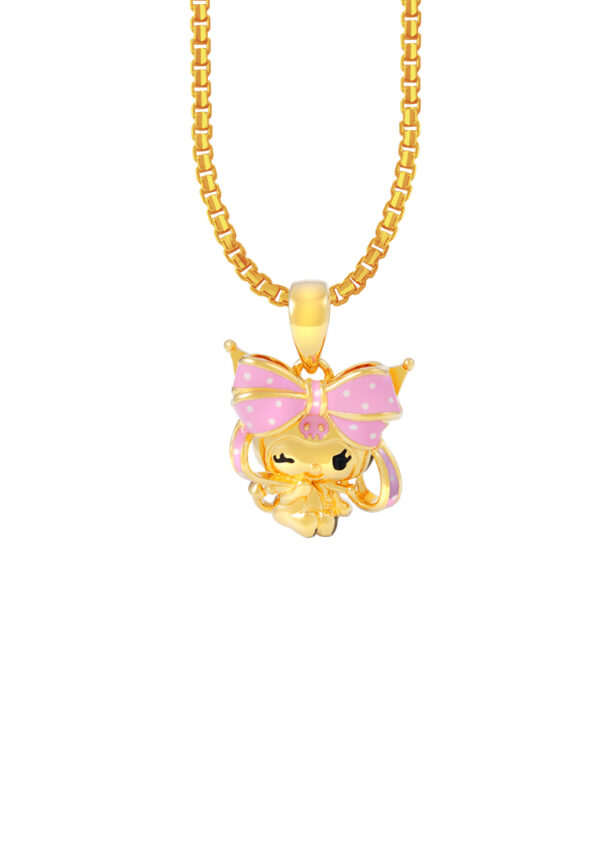 TOMEI I Sanrio Pink Kuromi Pendant, Yellow Gold 916