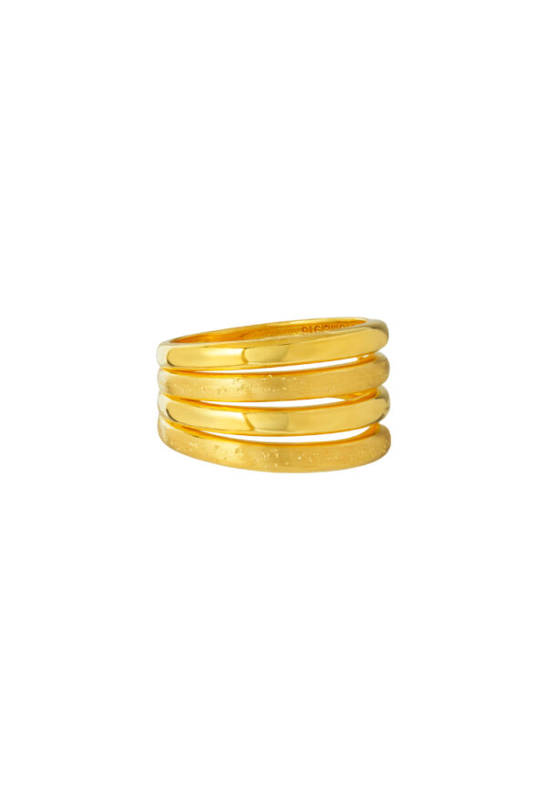 TOMEI Layered Ring, Yellow Gold 916