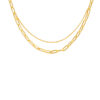 TOMEI Paperclip & Chain Necklace 5D, Yellow Gold 999