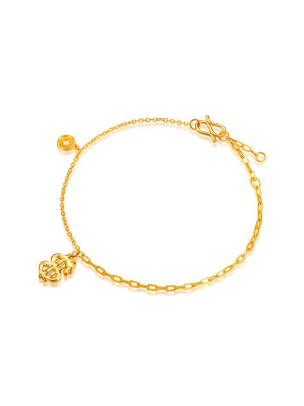 5G-M-024-20.5CM TOMEI【暴富龙】Wealthy Dragon Bracelet, Yellow Gold 999 (5G)