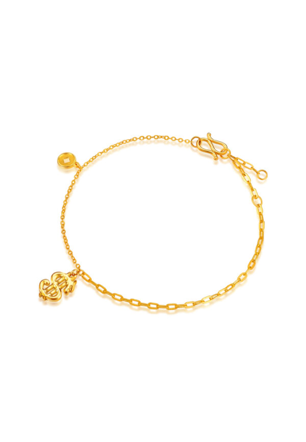 5G-M-024-20.5CM TOMEI【暴富龙】Wealthy Dragon Bracelet, Yellow Gold 999 (5G)