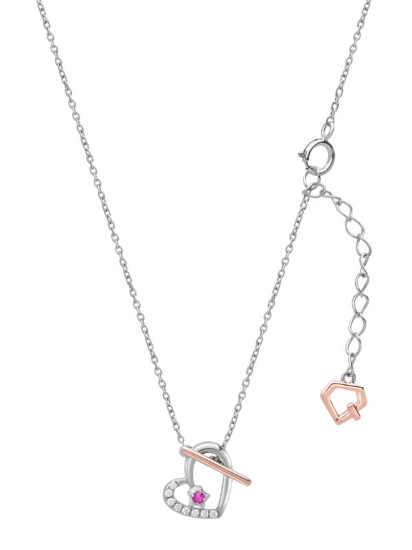 B1122WR-1 TOMEI Love Joins Us Together Ruby Necklace, White Gold 585