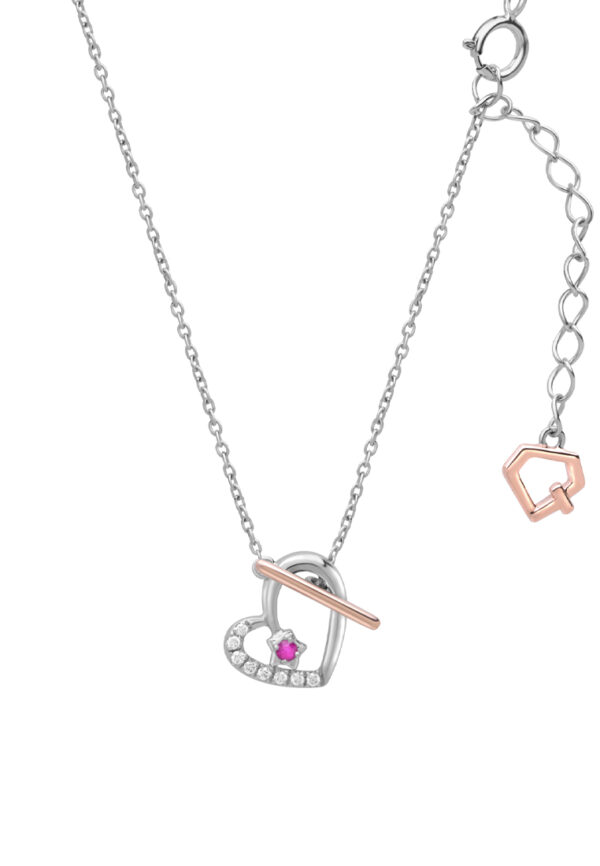 B1122WR-2 TOMEI Love Joins Us Together Ruby Necklace, White Gold 585