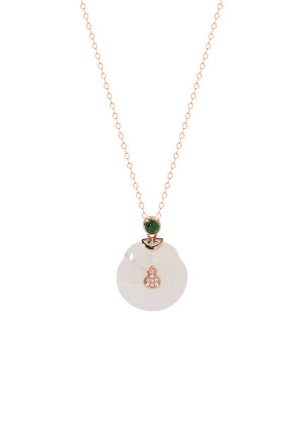 TOMEI Nephrite Series Gourd Necklace, Rose Gold 750