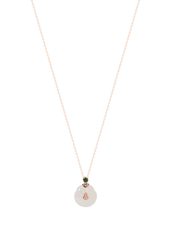 TOMEI Nephrite Series Gourd Necklace, Rose Gold 750