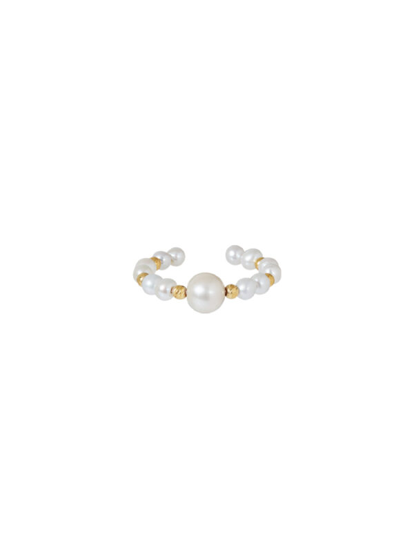 TOMEI Minimalist Pearl Ring, Yellow Gold 750