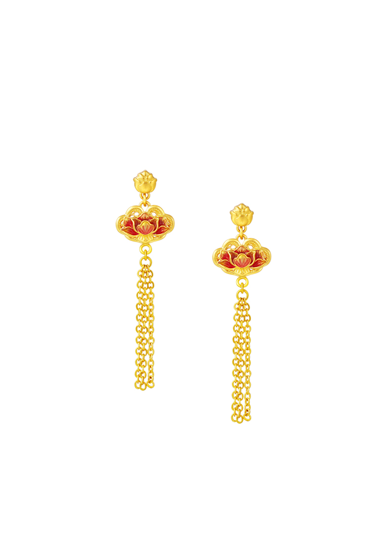 TOMEI x Xifu [国色芳华] Peony Collection, Earrings Yellow Gold 999