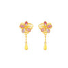 YHQ-1-3-19413 TOMEI Antique Gold Series Flowers Earrings, Yellow Gold 999