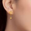 YHQ-1-3-19413-3.59G TOMEI Antique Gold Series Flowers Earrings, Yellow Gold 999