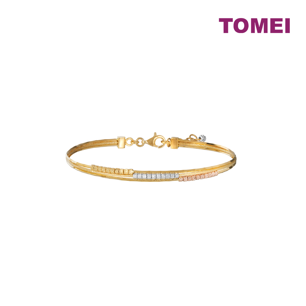 TOMEI Lusso Italia Trio-Tone Bangle, Yellow Gold 916