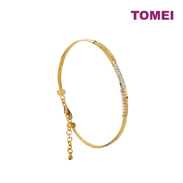 TOMEI Lusso Italia Trio-Tone Bangle, Yellow Gold 916