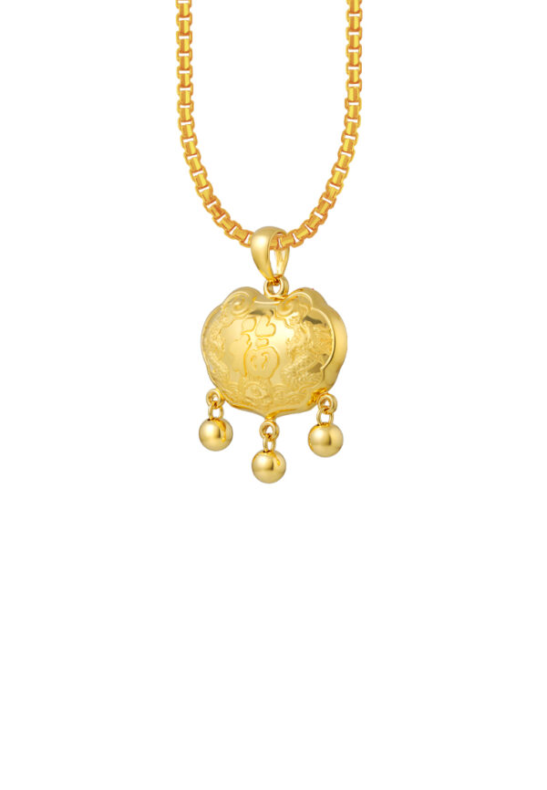 TOMEI Ping-An Lock Pendant, Yellow Gold 916