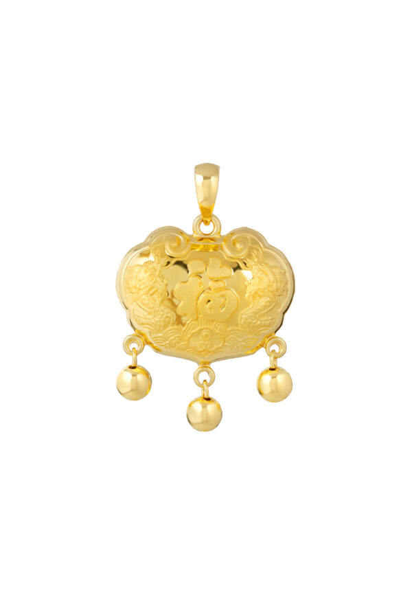 TOMEI Ping-An Lock Pendant, Yellow Gold 916
