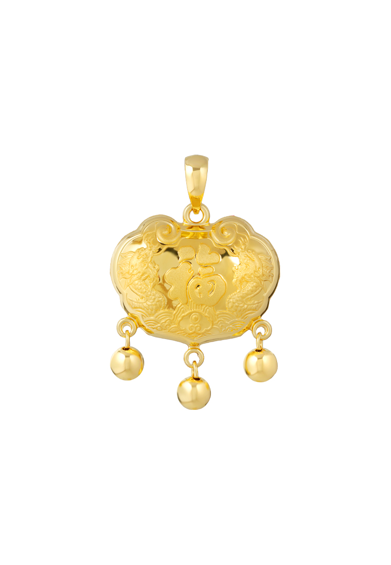 TOMEI Ping-An Lock Pendant, Yellow Gold 916