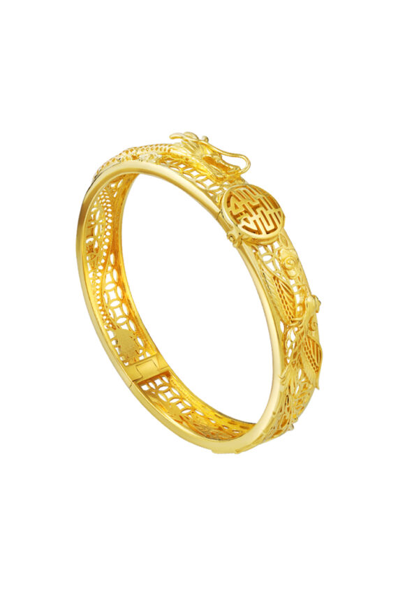 TOMEI Dragon & Phoenix Bangle, Yellow Gold 916