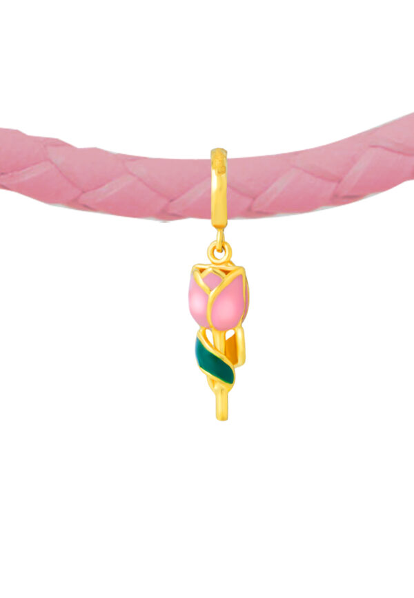 TOMEI Chomel Collection Pink Rose Charm, Yellow Gold 916