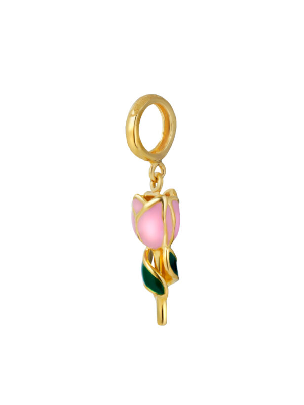 TOMEI Chomel Collection Pink Rose Charm, Yellow Gold 916