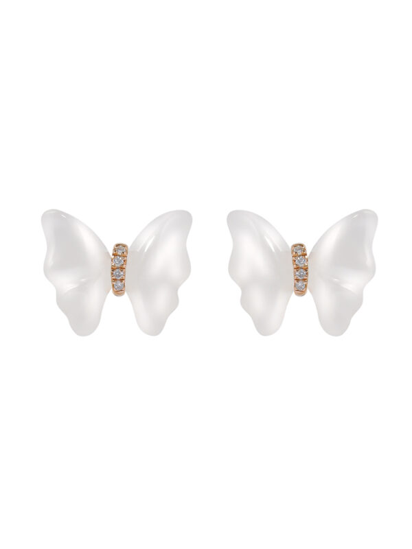 TOMEI Nephrite Collection, Butterfly Earrings, Rose Gold 750