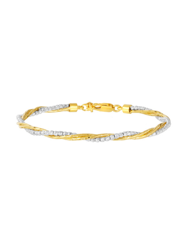 TOMEI Dual-Tone Bead Bangle, Yellow Gold 916