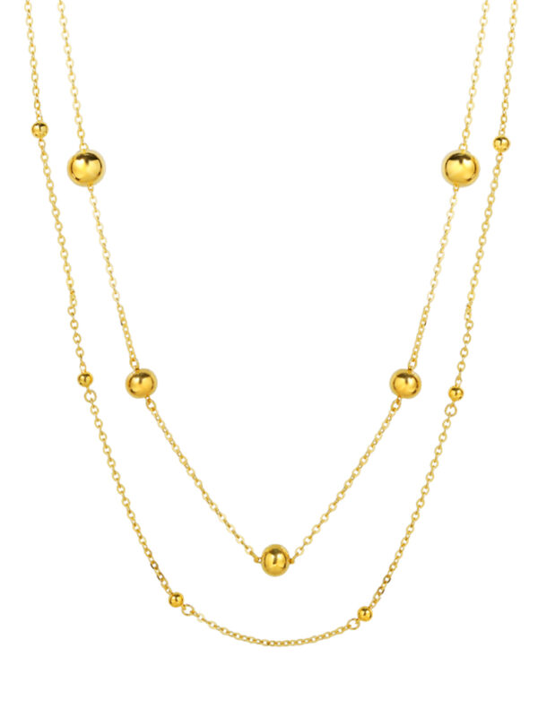 TOMEI Double-Strand Ball Necklace, Yellow Gold 916