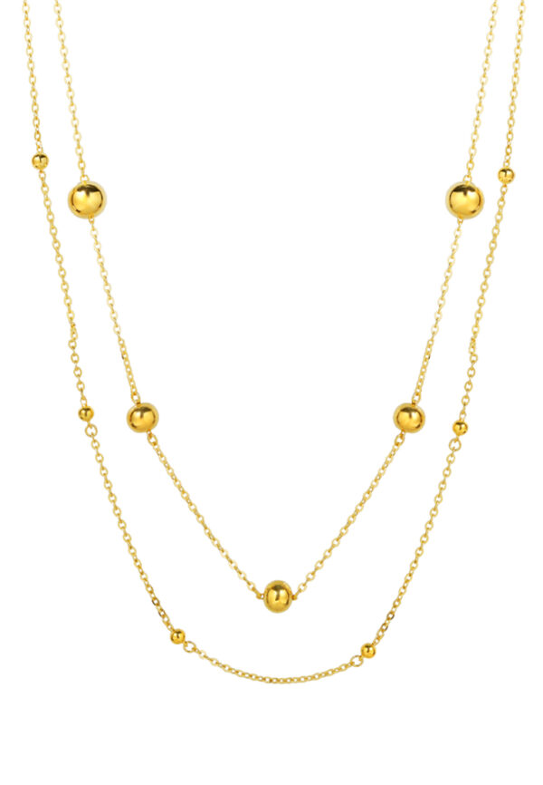 TOMEI Double-Strand Ball Necklace, Yellow Gold 916