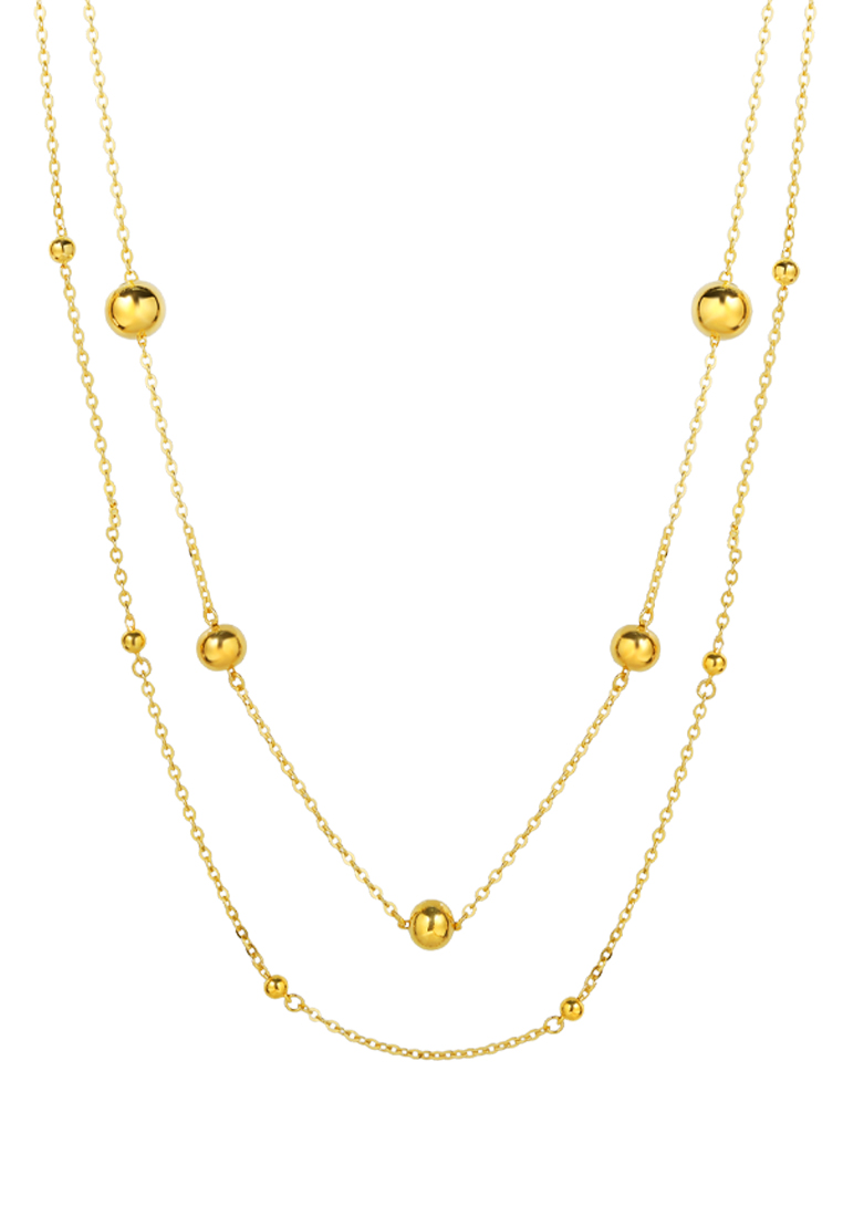 TOMEI Double-Strand Ball Necklace, Yellow Gold 916
