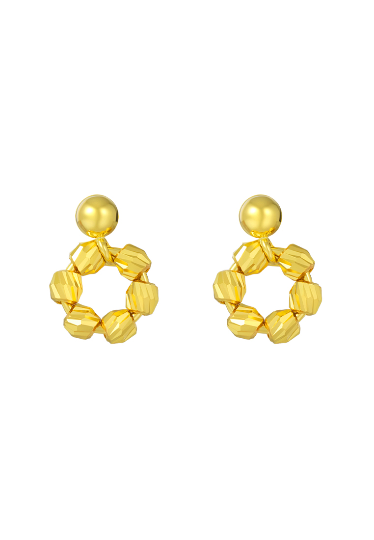 TOMEI Flower Bead Earrings, Yellow Gold 916