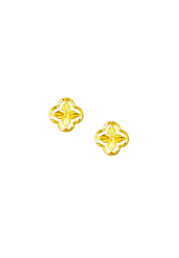 TOMEI Flower Earrings, Yellow Gold 916