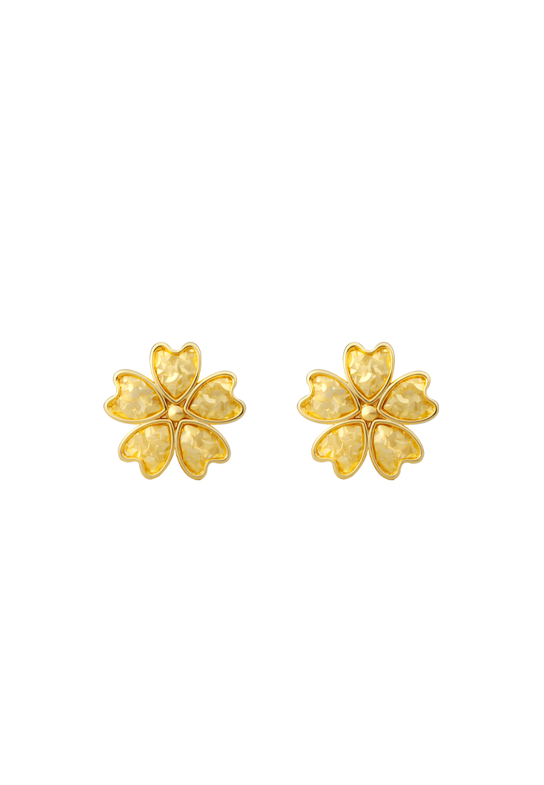 TOMEI Flower Earrings, Yellow Gold 916