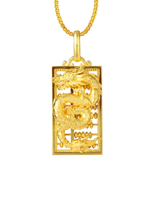 TOMEI Dragon Abacus Pendant, Yellow Gold 916
