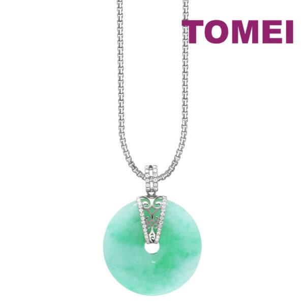 1tomei_0002_Layer8copy3.jpg TOMEI The Soothing and Cool Jade Pendant, White/Yellow Gold 750