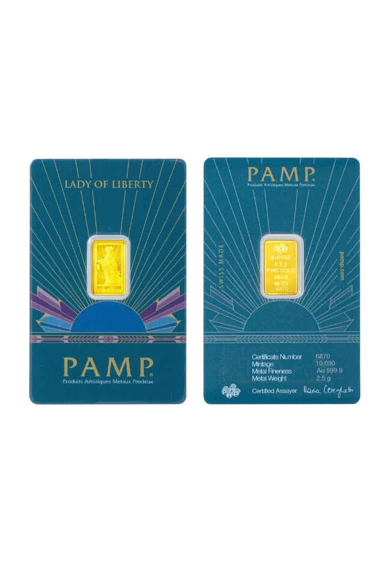 TOMEI x PAMP Lady of Liberty Gold Bar 2.5GM I Fine Gold 9999