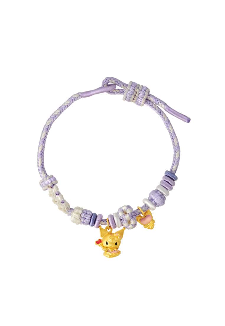 TOMEI Chomel I Sanrio Kuromi 5D Charm with rope, Yellow Gold 999