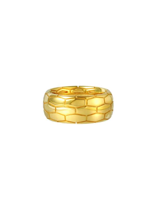 TOMEI Honeycomb-inspired Pattern Ring, Yellow Gold 916