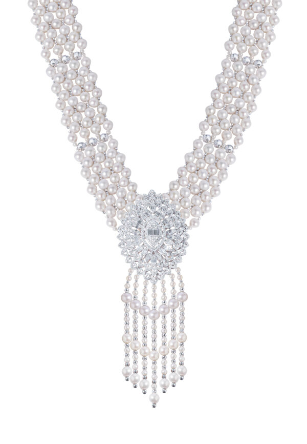 TOMEI Pearl Diamond Necklace, White Gold 750