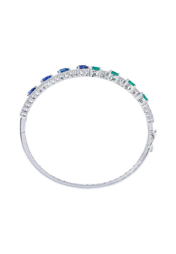 TOMEI Emerald & Sapphire Collection Bangle, White Gold 750