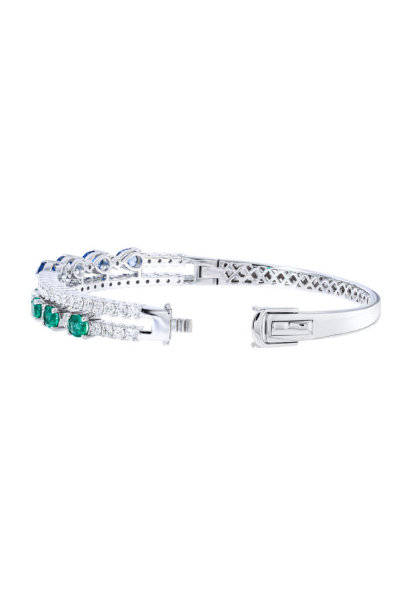 TOMEI Emerald & Sapphire Collection Bangle, White Gold 750
