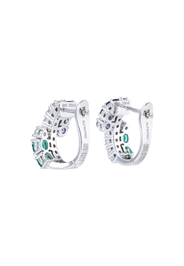 TOMEI Emerald & Sapphire Collection Earrings, White Gold 750