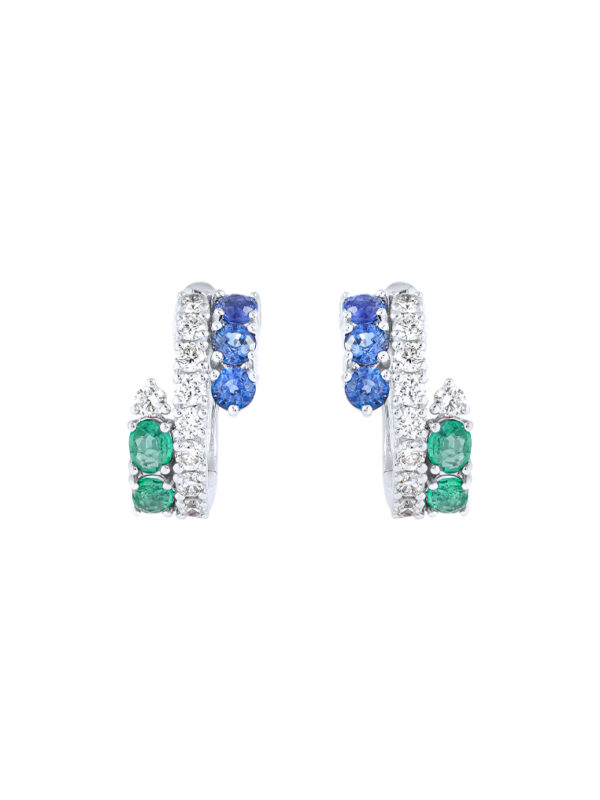 TOMEI Emerald & Sapphire Collection Earrings, White Gold 750