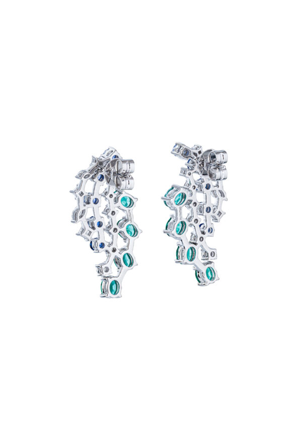 TOMEI Emerald & Sapphire Collection Earrings, White Gold 750