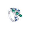 TOMEI Emerald & Sapphire Collection Ring, White Gold 750