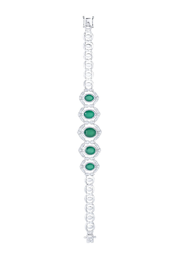 TOMEI Green Onyx Diamond Bracelet, White Gold 750