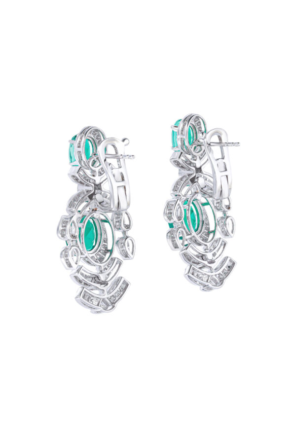 TOMEI Green Onyx Diamond Earrings, White Gold 750