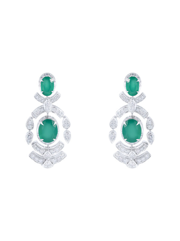 TOMEI Green Onyx Diamond Earrings, White Gold 750