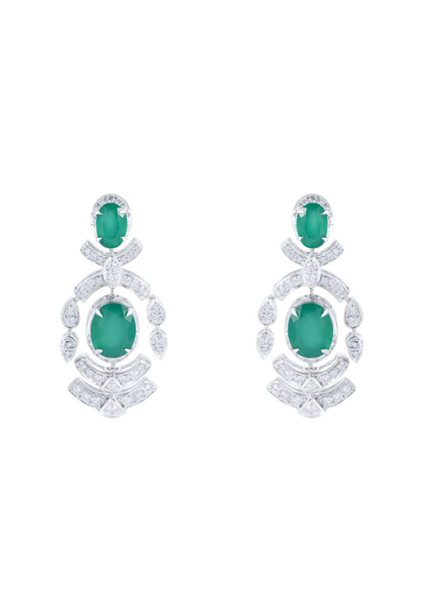 TOMEI Green Onyx Diamond Earrings, White Gold 750