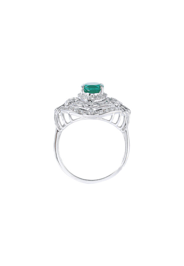 TOMEI Green Onyx Diamond Ring, White Gold 750