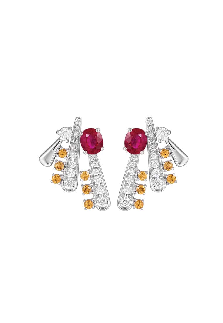 TOMEI LL Royal Ruby Earrings, White Gold 750