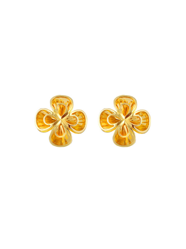 TOMEI Flower Earrings, Yellow Gold 916